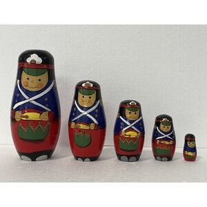 Russian / Matryoshka‎ Nesting Dolls Made Of Wood - VTG Christmas Collectibles